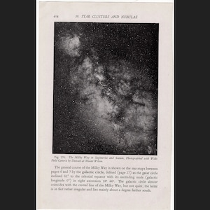 c. 1946 MILKY WAY Lithographie • Original Vintage Druck • Celestial Astronomy Print - Sternhaufen im Sagittarius & Scutum
