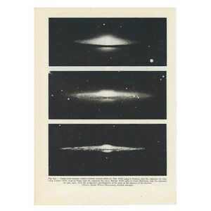 c. 1959 SPIRALNEBULA-Lithographie • Original-Vintage-Druck • Astronomie-Druck • Sonnensystem • Sternensystem • am Rand betrachtet