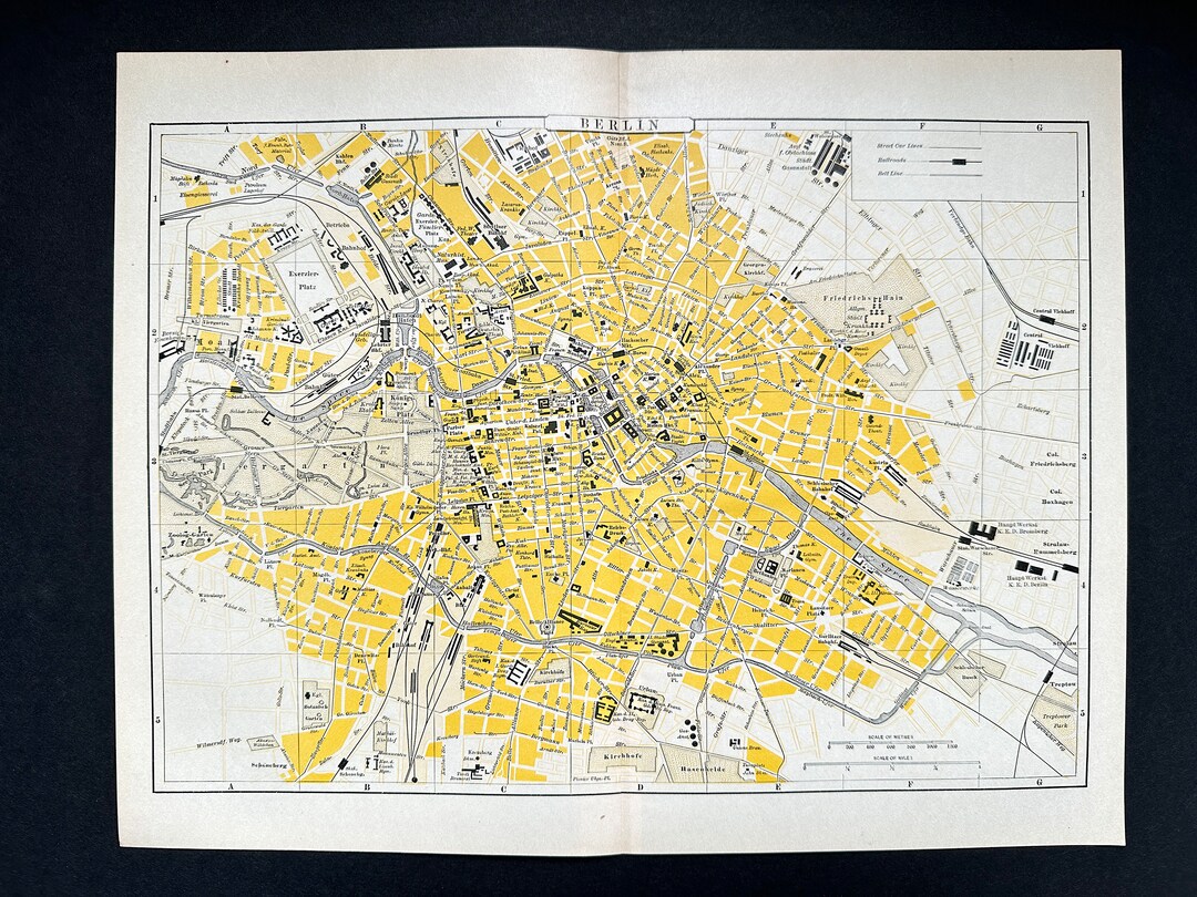 BERLIN • ANTIQUE MAP C. 1899 • Original Antique Print • Map of Germany ...
