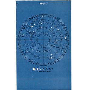 ca. 1946 SÜDPOL-Stern-Karte • original Vintage-Druck • Astronomie Druck • Himmlischen Druck • blaue Sterne Druck • Konstellation Druck