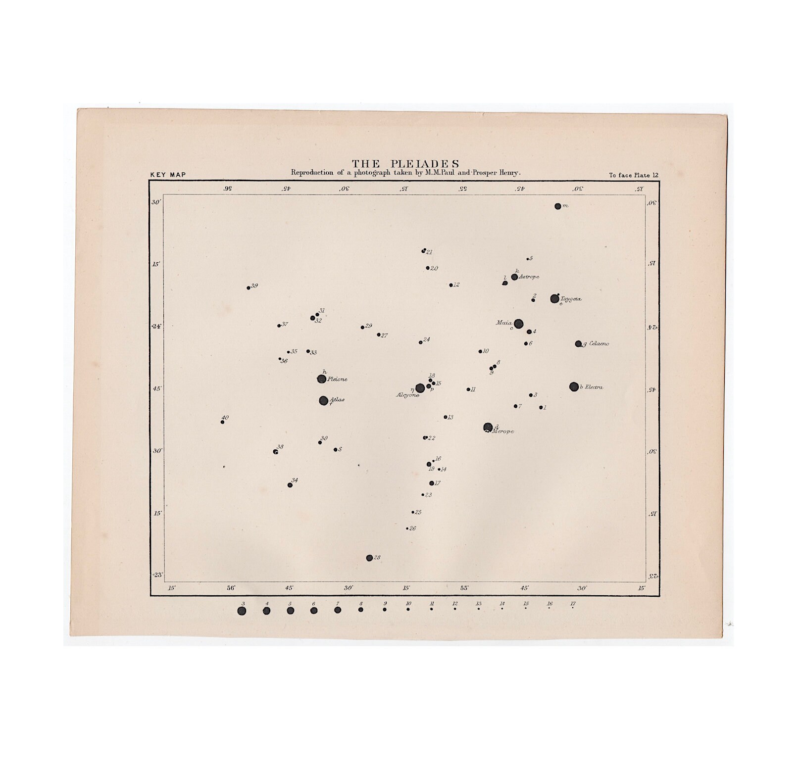 C. 1910 THE PLEIADES Star Map • Original Antique Print • Astronomy
