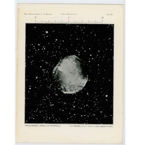 H. 1910 DUMB-BELL NEBULA Lithographie • alter Originaldruck • Himmelsdruck • Astronomiedruck • Nördliche Konstellation im Vulpecula