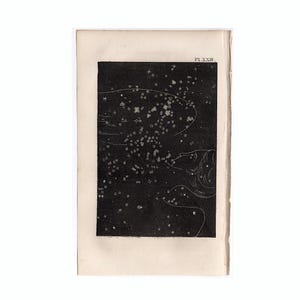 c. Gravure CONSTELLATION VIERGE de 1842 • gravure ancienne originale • gravure d'astronomie • décoration murale céleste • carte des étoiles • Système solaire • Galaxie