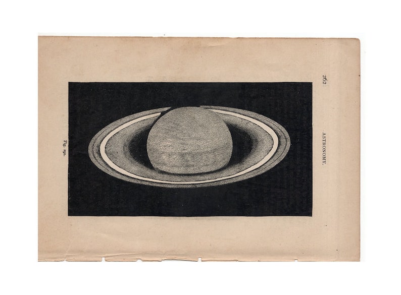 antique print SATURN PLANET PRINT c. 1884 original antique astronomy print celestial print Saturn print image 1