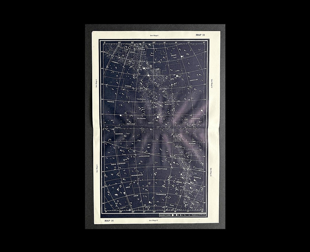 C. 1949 VINTAGE STAR MAP • Original Vintage Print • Celestial Print ...