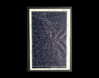 VINTAGE STAR MAP c. 1949 • original vintage lithograph • celestial • astronomy print • constellations andromeda pegasus aquarius pisces