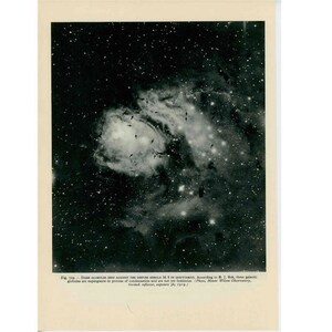 1959 dunkle Kügelchen gegen Sternnebel messier 18 im Schütze original Vintage Astronomie Poster