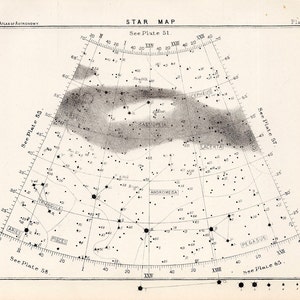 ca. 1892 STAR MAP 52 • original antik Druck • Astronomie Druck • himmlischen Druck • Konstellation Druck • Stern-Diagramm • himmlische Dekor