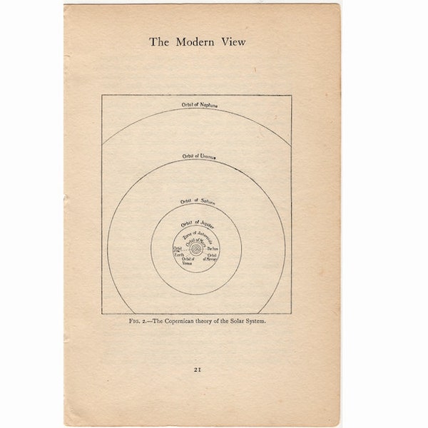 c. 1909 COPERNICAN SOLAR SYSTEM print -  original antique astronomy print - Copernicus print - celestial print - orbit of planets print