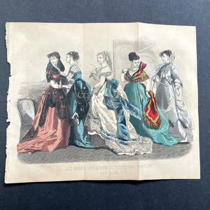 c. 1868 PARISIAN FASHION print • original antique print • fashion illustration • fashion design • historical fashion • 11.5 X 9.25&quot;