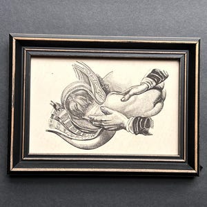 framed c. 1860 GIVING BIRTH print • original antique print • fetus  in utero • pregnant mother • birthing • Mother&#39;s Day gift • baby in womb