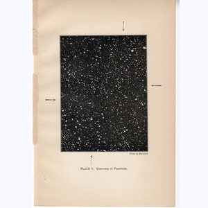 c. 1924 DISCOVERY OF PLANETOIDS Lithographie • Antiker Originaldruck • Astronomiedruck • Sonnensystemdruck • Planetendruck • Himmelsdruck