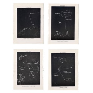 H. 1911 KONSTELLATIONEN Lithographien • 4 original antike Astronomie Drucke - kleine himmlische Drucke - Sonnensystem - Sternbilder