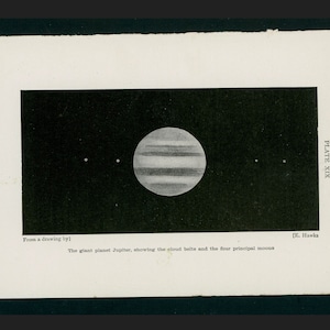 c. 1911 PLANET JUPITER lithograph • original antique print • astronomy print - small celestial - solar system - planet sky - largest planet
