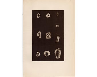 impression DIAMANTS non coupée env. 1934 • impression vintage originale • lithographie sépia • impression pierres précieuses - impression géologie • impression mine de diamants