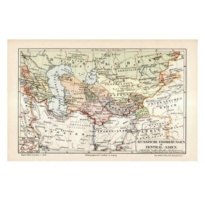 antique map • CENTRAL ASIA MAP - original antique map • antique lithograph • antique print of Russia conquests in Central Asia