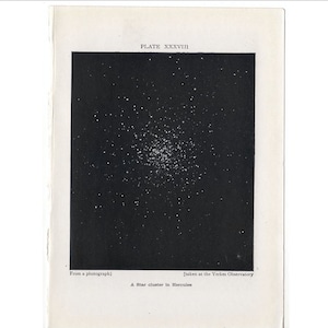 STAR CLUSTER Druck c.1911 - original antike Astronomie Druck - kleine himmlische Druck - Sonnensystem - Herkules Konstellation Druck