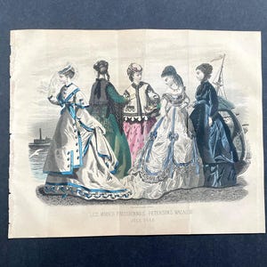 c. 1868 PARISIAN FASHION print • original antique print • fashion illustration • fashion design • historical fashion • 11.5 X 9.25&quot;