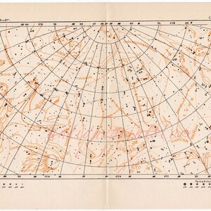 c. 1908 MAPA DE CONSTELACIONES III • impresión antigua original • impresión de astronomía celestial • osa jirafa cetus leo hércules cáncer lince