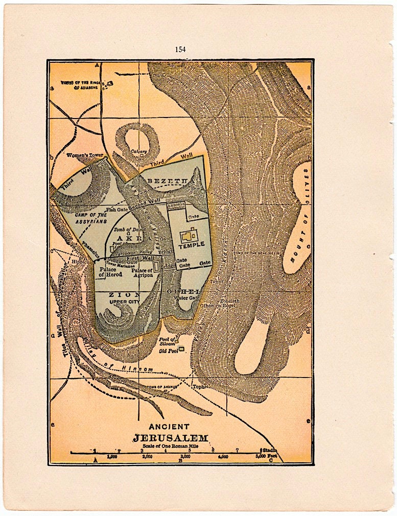 ANCIENT JERUSALEM MAP C. 1931 • Original Vintage Map • Biblical Map ...