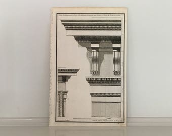 1757 architectuur DETAILS klassieke stijl originele antieke Franse gebouw gravure-samengestelde order kapitaal