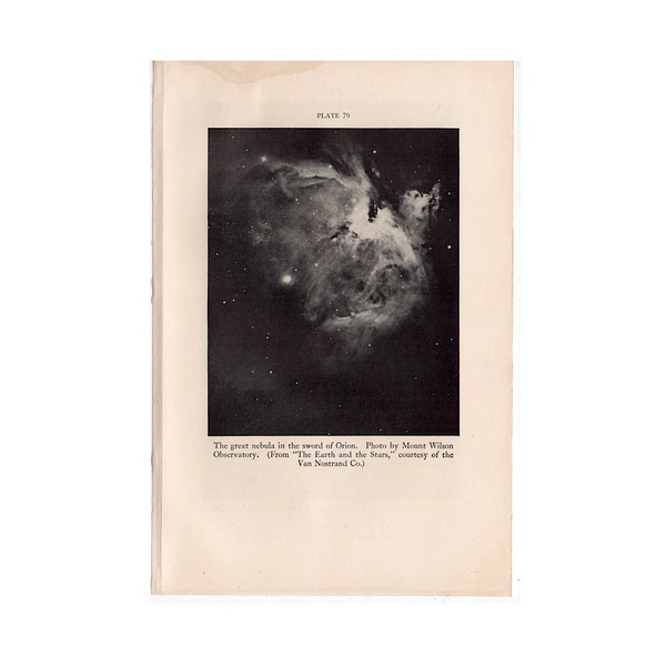 c. 1934 ORION GALAXY lithograph • original vintage print • celestial print • astronomy print - constellation stars print - The Hunter •