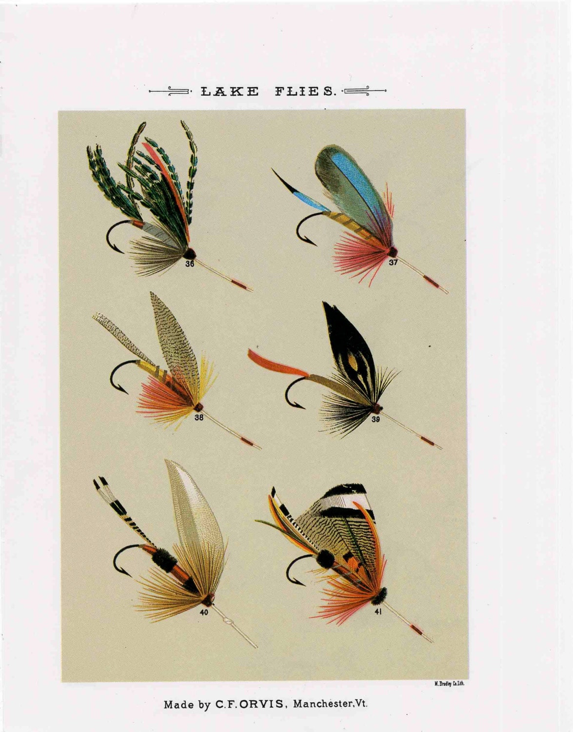 Vintage Fly Fishing Print - Trout Flies Scarf for Sale by SFTStudio