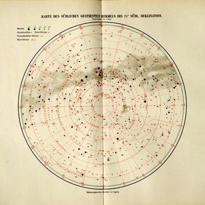 c. 1894 STARS of SOUTHERN HEMISPHERE - impression antique originale - carte d'astronomie de carte d'étoile de constellation céleste