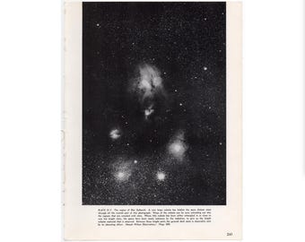 Formação Estelar litografia c. 1952 - impressão astronômica vintage - complexo de nuvens Rho Ophiuchi na constelação de Ofiúco