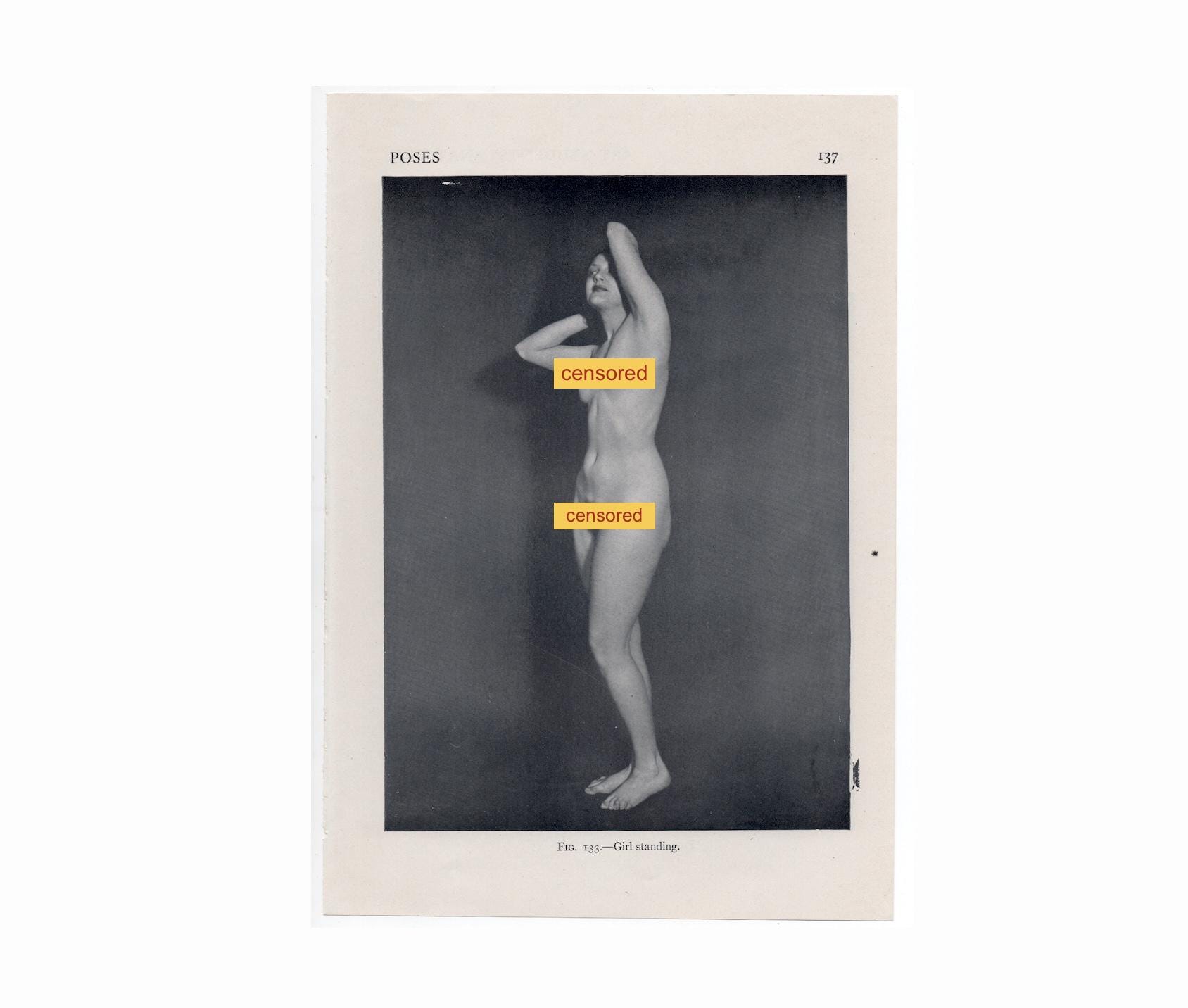 c. 1944 FEMALE NUDE print • original vintage print • female anatomy print • human anatomy • female form • Nude model • life drawing poses