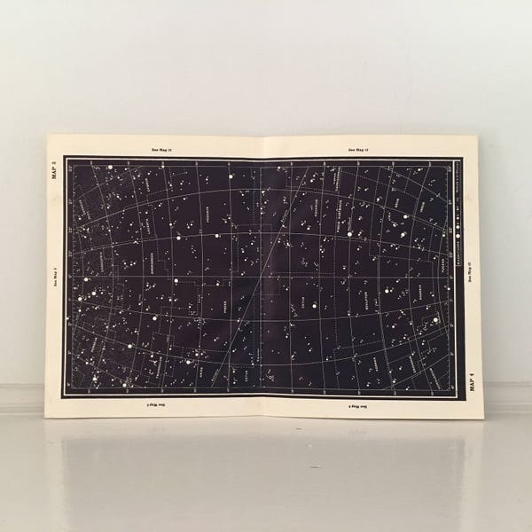 c. 1959 VINTAGE STAR MAP • original vintage print • celestial print • astronomy print • constellation andromeda aries pegasus aquarius • 3/4