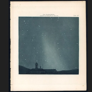 c. 1875 ZODIACAL LIGHTS lithograph - original antique print • astronomy print - false dawn print - astronomical phenomena • celestial