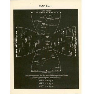 c. 1942 APRIL STERNE Print • Original Vintage Print • Himmelsdruck • Astronomie Print • Sternbild Druck • Sternenkarte für den Monat