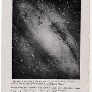 c. 1946 ANDROMEDA NEBULA print original vintage celestial astronomy print central part of the great nebula image 3