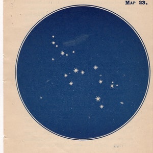 1903 Schütze Sternbild Karte Antik original Lithographie - Miniatur-Sternkarte - die rcher