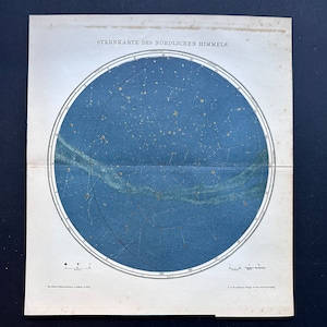 c. 1903 NORTHERN HEMISPHERE STARS lithograph - original antique print • astronomy print - celestial print - star chart - milky way