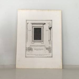 c. 1755 ARCHITECTURE PRINT - original antique engraving - by Ruggieri Florence architect - Italian architecture - window details