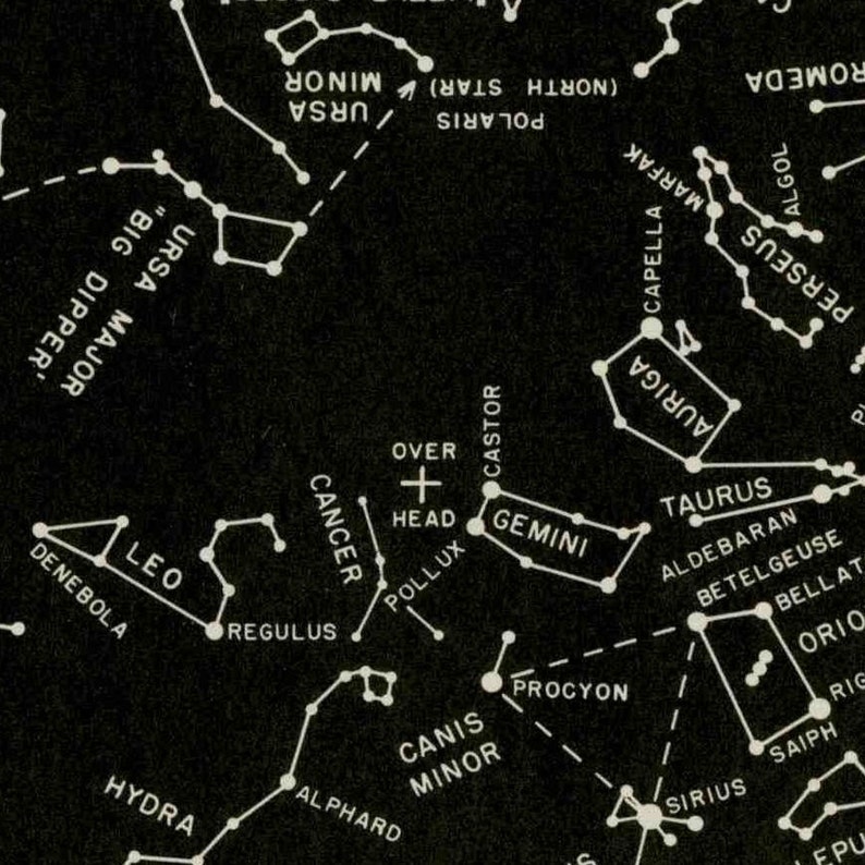 c.1977 MARCH STAR MAP celestial zodiac constellation print vintage astronomy print evening sky chart showing planets & asterisms zdjęcie 4