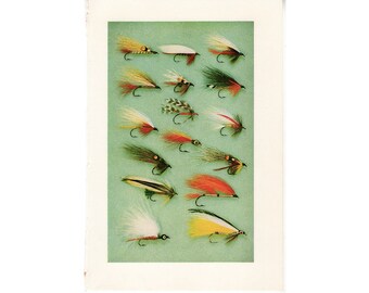 Lot De 6 Mouches Vintage Pour La Pêche Au Saumon - Yeux En Métal, Travail Soigné, Occasion
