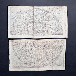 rare! c. 1766 NORTHERN CELESTIAL engravings • original antique prints • astronomy prints • star constellations of the Northern Hemisphere