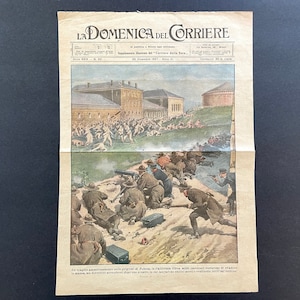 c. 1927 RIOT at FOLSOM PRISON print - original antique lithograph - prison escape - tragedy print - 11 inmates die in California prison riot