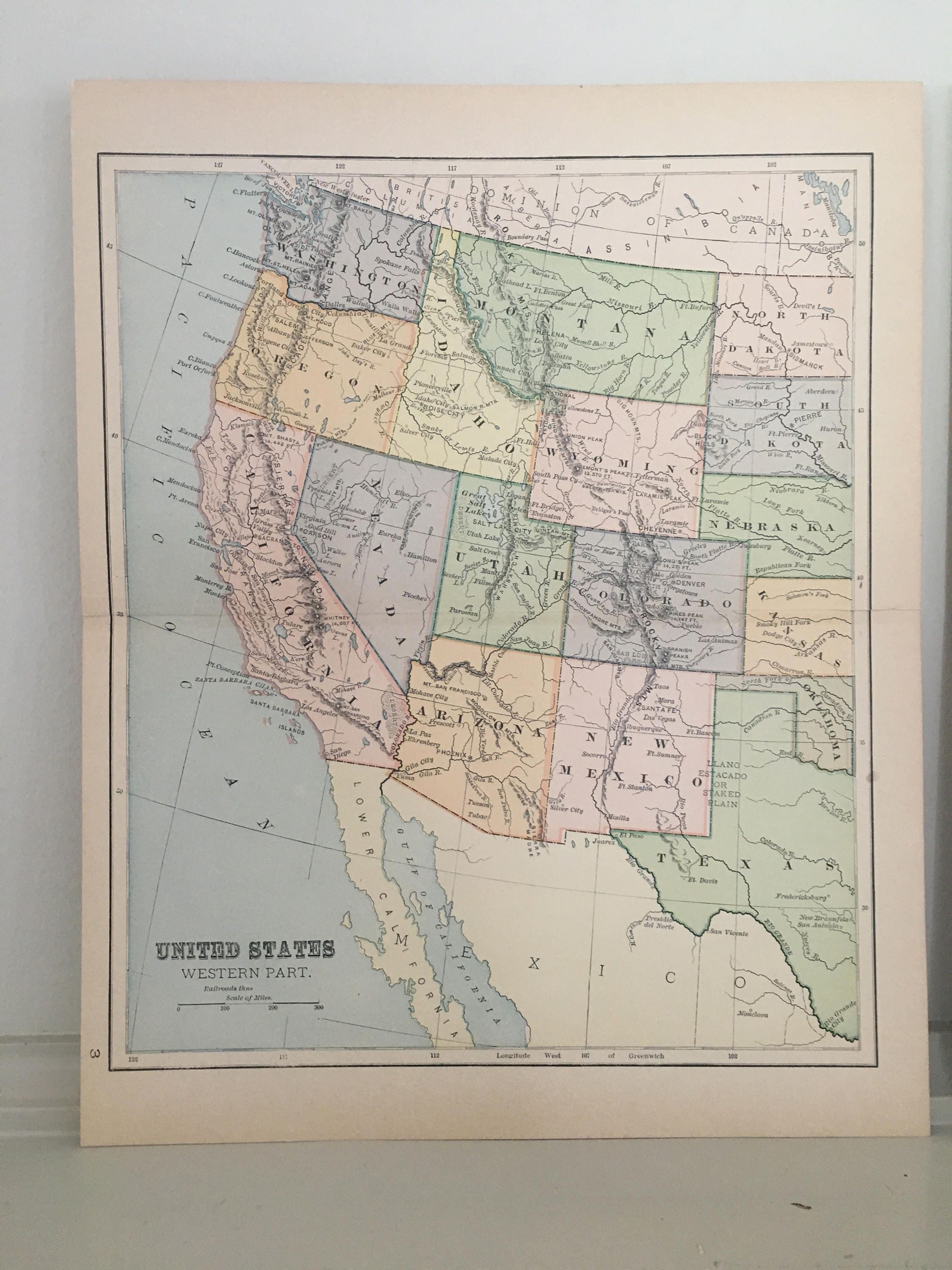 C. 1893 UNITED STATES Map - Antique Lithograph - Map Of The United ...