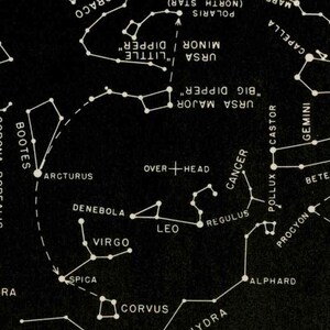 c.1977 DECEMBER STAR MAP celestial zodiac constellation print vintage astronomy print predawn sky chart showing planets & asterisms image 4