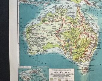 1894 年頃 オーストラリア オセアニア地図 • オリジナルアンティーク