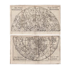 rare! c. 1766 SOUTHERN CELESTIAL engravings • original antique prints • astronomy prints • star constellations of the Southern Hemisphere