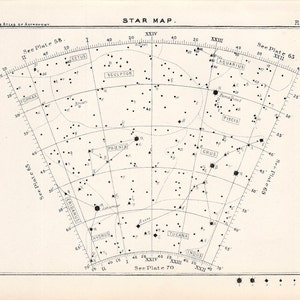 ca. 1892 STAR MAP 64 • original antik Druck • Astronomie Druck • himmlischen Druck • Konstellation Druck • Stern-Diagramm • himmlische Dekor