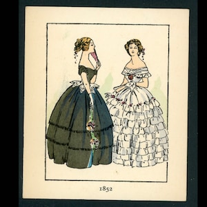 ¡diminuto! c. 1910 LITOGRAFÍA DE MODA DEL SIGLO 18 • grabado antiguo original • ilustración de moda • diseño de moda • moda histórica •