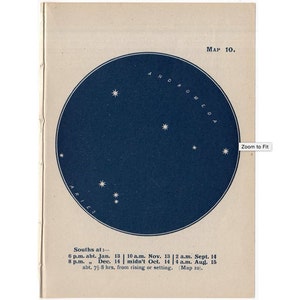 c. 1944 ANDROMEDA & ARIES CONSTELLATION star map lithograph- original vintage print - celestial astronomy chart of the stars - rare