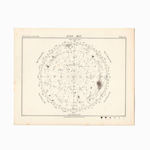 c. 1892 STERNKARTE 70 • Original antiker DRUCK • Himmelsdruck • Astronomiedruck • Sternbild Südpol • Sterne der südlichen Hemisphäre