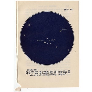 1948 TAURUS CONSTELLATION STARS lithographie - mini constellation - impression vintage originale - étoile céleste astronomie étoile carte du ciel no 12